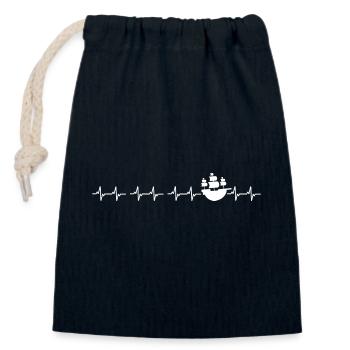 Captain ahoy coastal pirate "set sail" - Closable cotton gift bag (14x20cm) - navy - Front