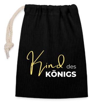 Kind des Königs - Verschließbarer Geschenkbeutel aus Baumwolle (14x20cm) - Schwarz - Vorne