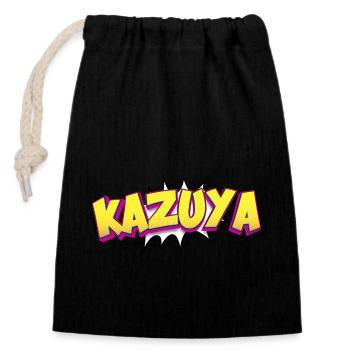 Kazuya Nom personnalisé Style bande dessinée Pop Art, - Sac cadeau en coton avec cordon (14 x 20 cm) - noir - Devant