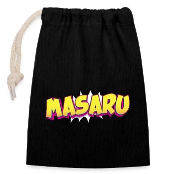 Masaru Nom personnalisé Style bande dessinée Pop Art, - Sac cadeau en coton avec cordon (14 x 20 cm) - noir - Devant