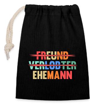 Hochzeit Heiratsantrag Verlobter Ehemann - Verschließbarer Geschenkbeutel aus Baumwolle (14x20cm) - Schwarz - Vorne