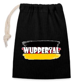 Wuppertal Deutschland Flagge - Verschließbarer Geschenkbeutel aus Baumwolle (14x20cm) - Schwarz - Vorne
