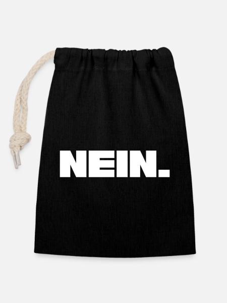 Nein. - Verschließbarer Geschenkbeutel aus Baumwolle (14x20cm) - Schwarz