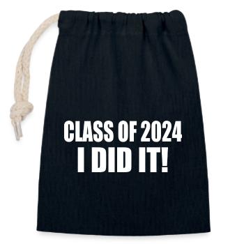 class of 2024 - Closable cotton gift bag (14x20cm) - navy - Front