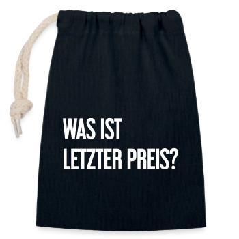 Was ist letzter Preis? - Verschließbarer Geschenkbeutel aus Baumwolle (14x20cm) - Navy - Vorne