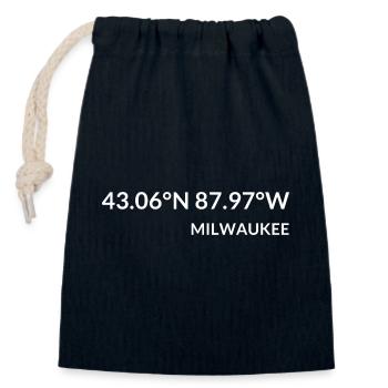 Milwaukee Wisconsin USA Koordinaten - Verschließbarer Geschenkbeutel aus Baumwolle (14x20cm) - Navy - Vorne