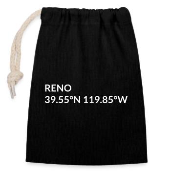Reno Nevada USA Koordinaten - Verschließbarer Geschenkbeutel aus Baumwolle (14x20cm) - Schwarz - Vorne