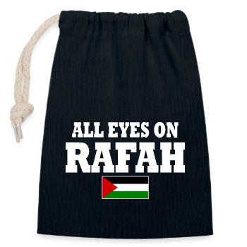 all eyes on rafah - Sac cadeau en coton avec cordon (14 x 20 cm) - bleu marine - Devant