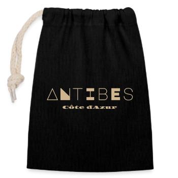 Antibes-Abstract Geometric  Coastal Artwork - Closable cotton gift bag (14x20cm) - black - Front