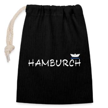 Hamburg Hamburg Paper Ship North Sea Coast Fun - Closable cotton gift bag (14x20cm) - black - Front