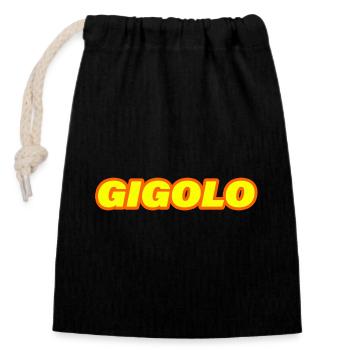 GIGOLO - Verschließbarer Geschenkbeutel aus Baumwolle (14x20cm) - Schwarz - Vorne