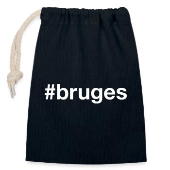 Bruges Belgique Belge Hashtag - Sac cadeau en coton avec cordon (14 x 20 cm) - bleu marine - Devant