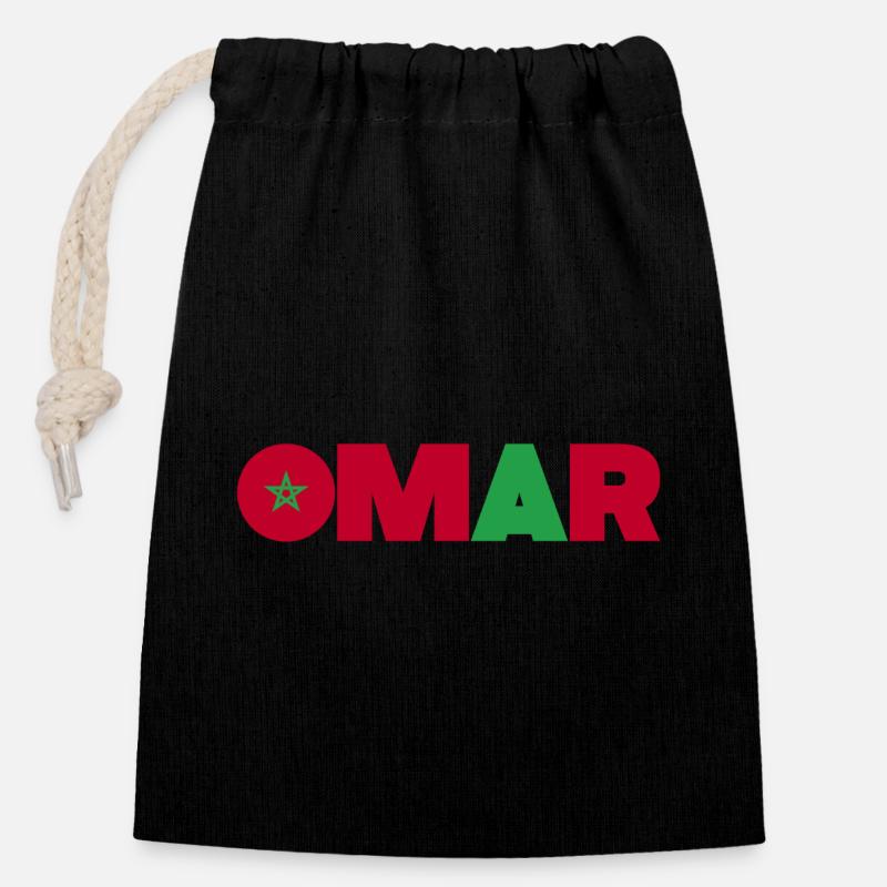 Morocco - Closable cotton gift bag (14x20cm) - black