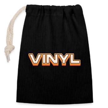 Vinyl Retro Music Typography Design - Verschließbarer Geschenkbeutel aus Baumwolle (14x20cm) - Schwarz - Vorne