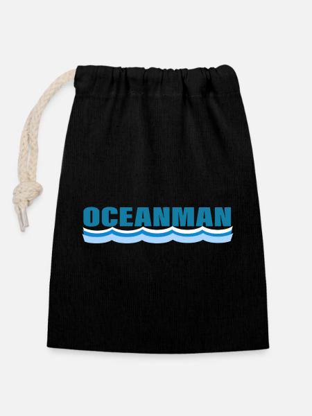 OCEANMAN - Sac cadeau en coton avec cordon (14 x 20 cm) - noir
