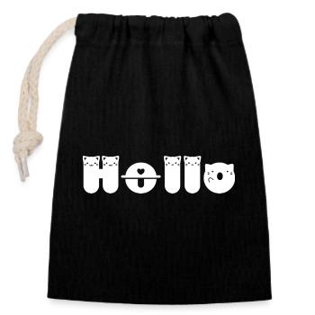 Hello Cat - Closable cotton gift bag (14x20cm) - black - Front