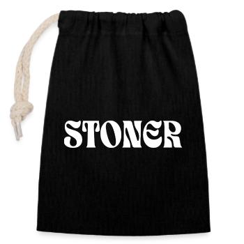 Psychedelic Stoner Glyphs Tee - Closable cotton gift bag (14x20cm) - black - Front