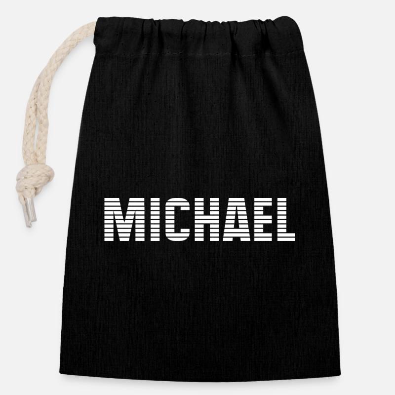 Nom Michael - Sac cadeau en coton avec cordon (14 x 20 cm) - noir