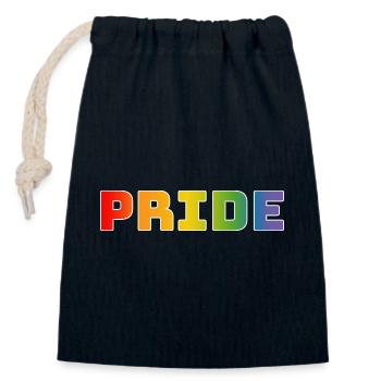Rainbow pride white - Closable cotton gift bag (14x20cm) - navy - Front