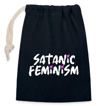 Satanic Feminism - Closable cotton gift bag (14x20cm) - navy - Front
