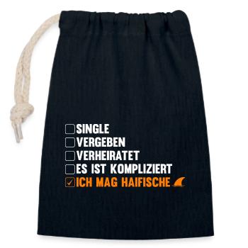 Fische Haifisch - Verschließbarer Geschenkbeutel aus Baumwolle (14x20cm) - Navy - Vorne