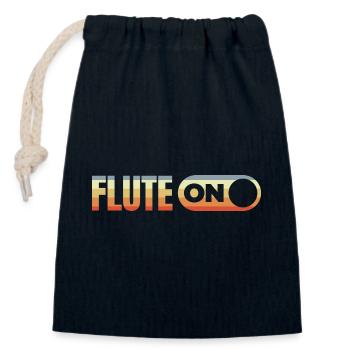 Flûte sur flûte - Sac cadeau en coton avec cordon (14 x 20 cm) - bleu marine - Devant