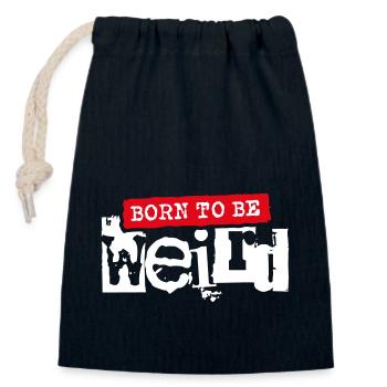 Né pour être bizarre - Sac cadeau en coton avec cordon (14 x 20 cm) - bleu marine - Devant