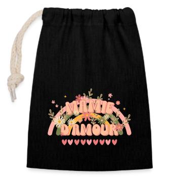 Fête des grands-mères Mamie d'amour style groovy - Sac cadeau en coton avec cordon (14 x 20 cm) - noir - Devant
