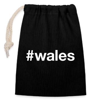 WALES Hashtag - Verschließbarer Geschenkbeutel aus Baumwolle (14x20cm) - Schwarz - Vorne