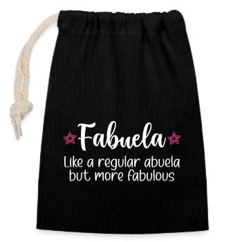 Fabuela Fabelhafte Abuela Spanische Oma - Verschließbarer Geschenkbeutel aus Baumwolle (14x20cm) - Schwarz - Vorne