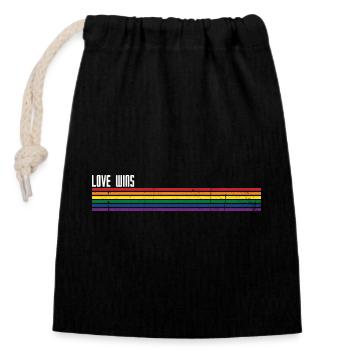 Rainbow Stripes Pride Overlay - Closable cotton gift bag (14x20cm) - black - Front