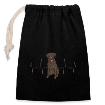 Schoko Brauner Labrador Retriever Hund - Verschließbarer Geschenkbeutel aus Baumwolle (14x20cm) - Schwarz - Vorne