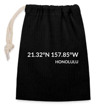 Honolulu, Hawaii, USA Coordinates - Closable cotton gift bag (14x20cm) - black - Front