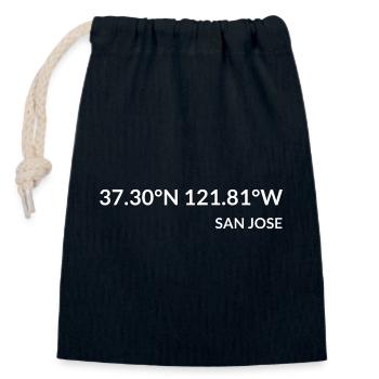 San Jose, California, United States Coordinates - Closable cotton gift bag (14x20cm) - navy - Front