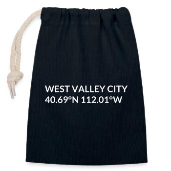 Coordonnées West Valley City, Utah, États-Unis - Sac cadeau en coton avec cordon (14 x 20 cm) - bleu marine - Devant