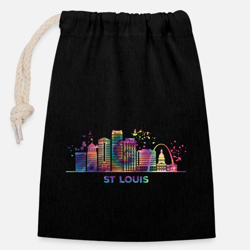 St. Louisian Skyline St. Louis - Verschließbarer Geschenkbeutel aus Baumwolle (14x20cm) - Schwarz