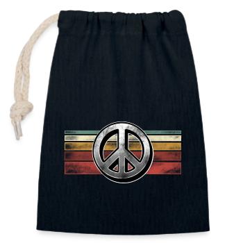 Peace - Closable cotton gift bag (14x20cm) - navy - Front