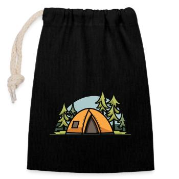 Tente de camping Nature - Sac cadeau en coton avec cordon (14 x 20 cm) - noir - Devant