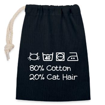 80% Baumwolle 20% Katzenhaar - Katzenliebhaber Geschenkshirt - Verschließbarer Geschenkbeutel aus Baumwolle (14x20cm) - Navy - Vorne