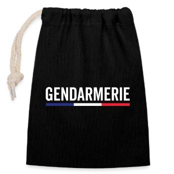 Gendarmerie France Emblème Détaillé - Sac cadeau en coton avec cordon (14 x 20 cm) - noir - Devant