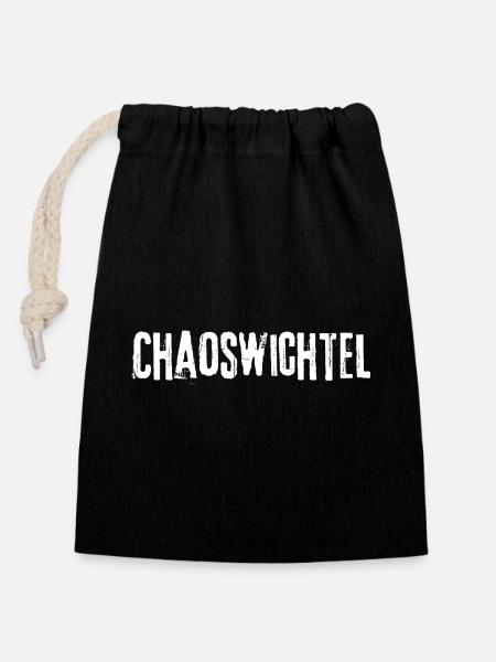 Diablotin du Chaos - Sac cadeau en coton avec cordon (14 x 20 cm) - noir