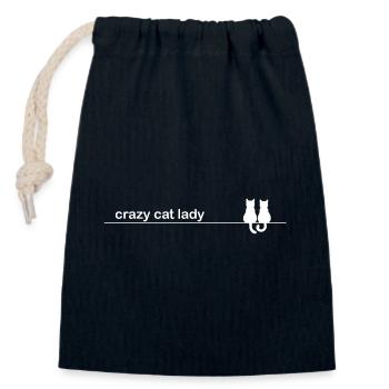 Funny Cat Sayings Crazy Cat Lady - Closable cotton gift bag (14x20cm) - navy - Front