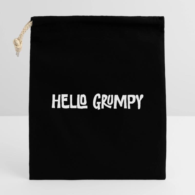 Hello Grumpy. – Minimal Statement Hey Sac cadeau en coton avec cordon (14 x 20 cm)