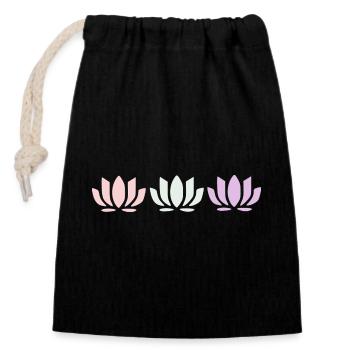 Lotus Flower Lotus Flowers Pastel Flower Blossom Yoga - Closable cotton gift bag (14x20cm) - black - Front