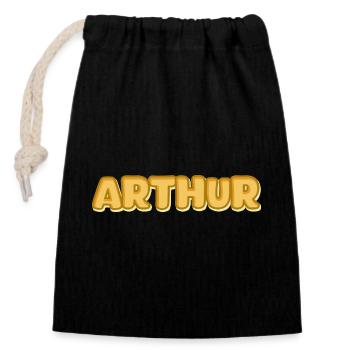 Cadeau pour Arthur - Sac cadeau en coton avec cordon (14 x 20 cm) - noir - Devant