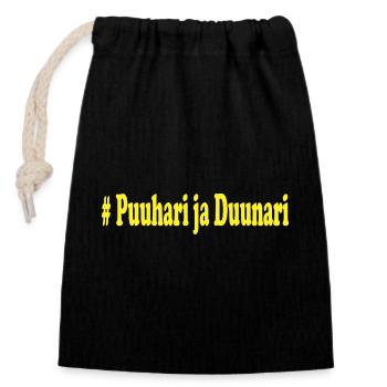 #Puuhari and Duunari - Closable cotton gift bag (14x20cm) - black - Front