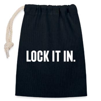 Jour de match de basket : verrouillez votre match - Sac cadeau en coton avec cordon (14 x 20 cm) - bleu marine - Devant