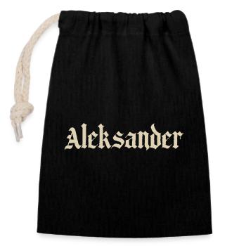 Aleksander Gothic Schrift - Verschließbarer Geschenkbeutel aus Baumwolle (14x20cm) - Schwarz - Vorne