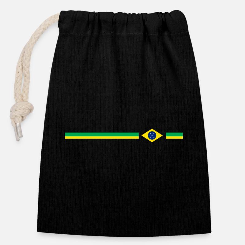 Brazil Design logo - Closable cotton gift bag (14x20cm) - black