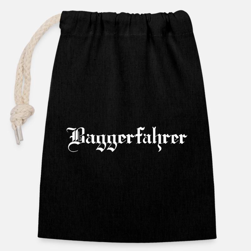 Der Baggerfahrer - Verschließbarer Geschenkbeutel aus Baumwolle (14x20cm) - Schwarz